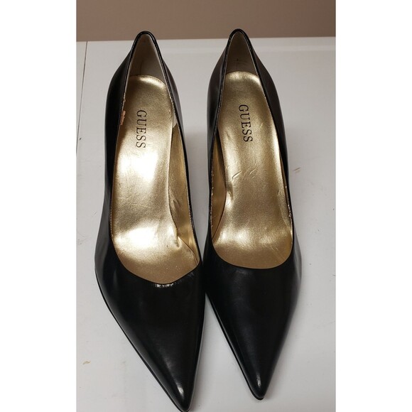 Guess Pointed Toe Black Stiletto Patent Leather Shoes Corporate PO Excel Sz 9M - Picture 2 of 11